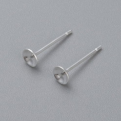 Серебро 304 Выводы серьги из нержавеющей стали шпилька, серебряные, 14x6 мм , штифт: 0.8 мм