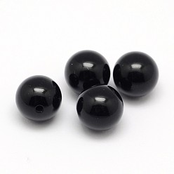 Black Onyx Бусины из натурального черного оникса, половине просверлил, круглые, окрашенная и подогревом, 14 мм, отверстие : 2 мм