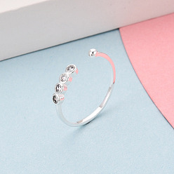 Серебро 925 открытые кольца-манжеты из стерлингового серебра с микропаве из прозрачных кубических цирконий для женщин, с печатью s925, серебряные, размер США 6 (16.5 мм)