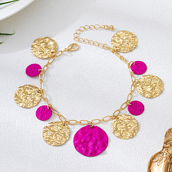 Золотой Браслеты на ногу с кисточками из текстурированного сплава, ярко-розовый, золотые, 7-7/8 дюйм (200 мм)