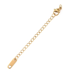 Настоящее золото 18K 304 Удлинитель цепочки из нержавеющей стали с овальными подвесками, ионное покрытие (ip), реальный 18 k позолоченный, 72 мм