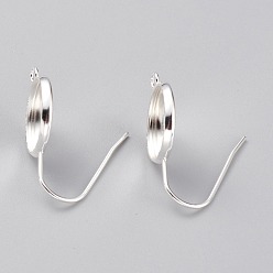 Серебро 304 Настройки из нержавеющей стали серьги, с вертикальной петлей, плоско-круглые, серебряные, лоток : 12 мм, 25 мм, отверстие : 1.8 мм, 20 датчик, штифты : 0.8 мм