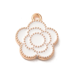 Белый Подвески из эмали и сплава, золотой свет, цветочный шарм, белые, 17x15x2 мм, отверстие : 1.5 мм