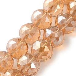 Оранжевый Прозрачные стеклянные бусины гальваническим пряди, круглые, граненые, оранжевые, 12x11 мм, отверстие : 1.6 мм, около 33 шт / нитка, 14.37 дюйм (36.5 см)