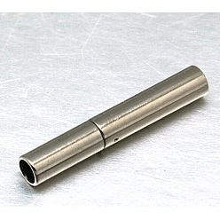 Stainless Steel Color Tarnish Resistant 304 Stainless Steel Bayonet Clasps, Column, Stainless Steel Color, 18x5mm, Hole: 2mm