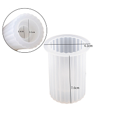 Белый Формы для подсвечников с полосками и колоннами, пищевые силиконовые формы, литейные формы из эпоксидной смолы, белые, 6.1x7.6 см