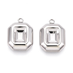 Нержавеющая Сталь Цвет 304 Настройки кабошон из нержавеющей стали кулон, восьмиугольник, цвет нержавеющей стали, 17.9x13x3.8 мм, отверстие : 1.6 мм