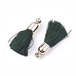 Темно-серый Полиэфирные украшения кисточкой подвесные, с пластиковыми выводами ccb, золотой свет, темно-серый, 25~30x6 мм, отверстие : 1.5 мм