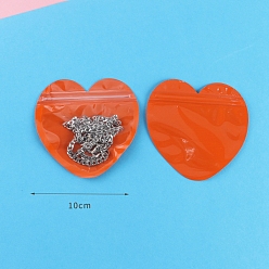 Оранжево-Красный Пластиковая сумка с замком на молнии, сумки для хранения, мешок с самоуплотнением, сердце, оранжево-красный, 10x10 см