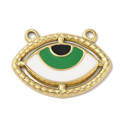 Golden Ion Plating(IP) 304 Stainless Steel Enamel Pendants, Evil Eye Charm, Golden, 19x26x2mm, Hole: 1.8mm