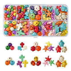 (52) Непрозрачная лаванда 8 стили синтетических бирюзовых бусин, окрашенные, разнообразные, разноцветные, 6~18.5x6~15x3~10 мм, отверстие : 0.4~1.5 мм