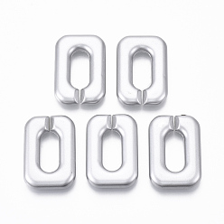 Silver Spray Painted CCB Plastic Linking Rings, Quick Link Connectors, For Jewelry Cross Chains Making, Rectangle, Silver, 34x23x6mm, Inner Diameter: 8x18mm