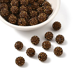 Копченая Топаз Pave disco бусины, Бусины со стразами, полимерная глина , класс А, круглые, курил топазом, С. 14 (2~2.1 мм), 10 мм, отверстие : 1.0~1.2 мм