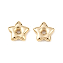 Настоящее золото 24K 304 из нержавеющей стали бусы, звезда, реальный 24 k позолоченный, 14x15x4 мм, отверстие : 2.8 мм