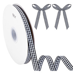 Черный Полиэфирные ленты, шотландка, аксессуары для одежды, чёрные, 3/8 дюйм (10 мм), около 50.00 ярдов (45.72 м) / рулон