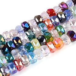 (52) Непрозрачная лаванда Гальванизируйте прозрачное стекло бисер нитей, рондель, граненые, разноцветные, 3.5~4.5x2~3 мм, отверстие : 0.7~0.8 мм, около 146~147 шт / нитка, 15.75 дюйм (40 см)