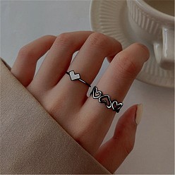 Черный Кольца перста сплава, кольца пара, сердце, чёрные, внутренний диаметр: 15~20 мм