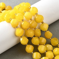 Золотистый Нити бусин из натурального кварца окрашенные, граненые, с бисером, твист, золотые, 10x9~10x9~10 мм, отверстие : 1 мм, около 33~34 шт / нитка, 15.04''~15.35'' (38.2~39 см)