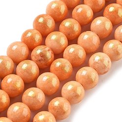 Темно-Оранжевый Природный нефрит машан бусины нитки, круглые, окрашенные, темно-оранжевый, 8.5 мм, отверстие : 1.4 мм, около 49 шт / нитка, 15.59'' (39.6 см)