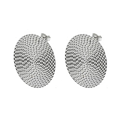 Нержавеющая Сталь Цвет Не тускнеет 304 фурнитура для сережек-гвоздиков из нержавеющей стали, с петлей, плоско-круглые, цвет нержавеющей стали, 30 мм, отверстие : 3 мм, штифты : 10.5x0.5 мм