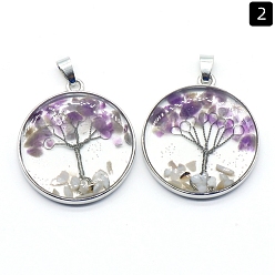 Аметист Подвески из натурального аметиста , плоско-круглые, 33 мм