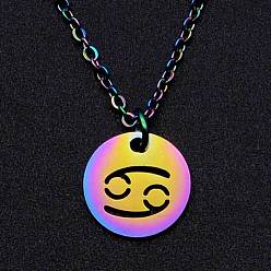 Рак Ожерелье с подвеской в виде созвездия из нержавеющей стали радужного цвета для женщин, рак, 15.75 дюйм (40 см)