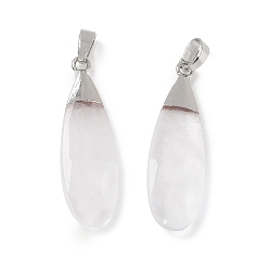 Quartz Crystal Natural Quartz Crystal Pendants, Faceted Teardrop Charms, with Brass Finding, 31.5~32.5x9.5~10x3.5~4mm, Hole: 5.5x3mm