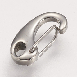 Stainless Steel Color 304 Stainless Steel Push Gate Snap Keychain Clasp Findings, Stainless Steel Color, 16x8x4mm, Hole: 2x3mm