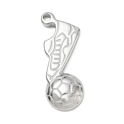 Color de Acero Inoxidable 304 colgantes de acero inoxidable, Balón de fútbol con adornos de zapatos de fútbol, color acero inoxidable, 29.5x12.5x3.5 mm, agujero: 2.5 mm