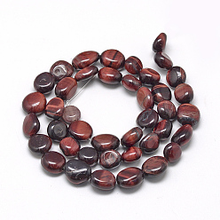 Tiger Eye Natural Red Tiger Eye Beads Strands, Oval, 8~15x7~12x4~12mm, Hole: 1mm, about 30~45pcs/strand, 15.7