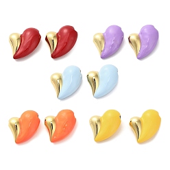 (52) Непрозрачная лаванда Латунь эмаль подвески, шарма сердца, долговечный, без кадмия и без свинца, стойки покрытие, реальный 18 k позолоченный, разноцветные, 31x29x12 мм, отверстие : 3.5 мм