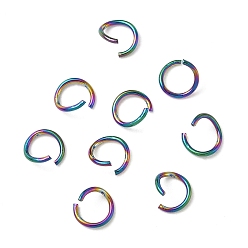 Rainbow Color 304 кольца прыжок из нержавеющей стали, круглые кольца, открытые кольца прыжок, Радуга цветов, 7x0.8 мм, внутренний диаметр: 5.7 мм