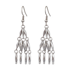 Нержавеющая Сталь Цвет Не тускнеют 304 серьги-подвески из нержавеющей стали, кисточкой серьги, цвет нержавеющей стали, 55x18 мм