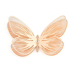 Light Gold Латунные подвески, бабочка, гравированные металлические украшения, долговечный, без кадмия, без никеля и без свинца, золотой свет, 33~34x49.5x5 мм, отверстие : 0.8 мм