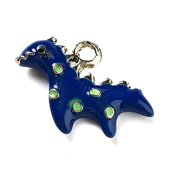 Полуночно-синий Подвески из эмали и сплава, 3d подвеска динозавра, золотые, темно-синий, 13x19x3.5 мм, отверстие : 1.8 мм
