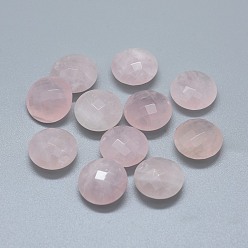 Quartz Rose Naturel a augmenté perles de quartz, pas de trous / non percés, plat rond, 15.5x7~7.5mm