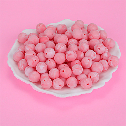 Light Coral Round Silicone Focal Beads, Chewing Beads For Teethers, DIY Nursing Necklaces Making, Light Coral, 15mm, Hole: 2mm