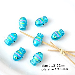 Темно-Голубой Непрозрачные акриловые бусины, рыба, глубокое синее небо, 22x13 мм, отверстие : 3.3 мм