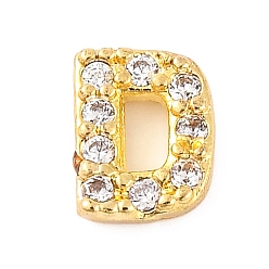 Letter D Покрытие стойки латунное микропаве кабошоны из кубического циркония, без кадмия и без свинца, долговечный, реальный 18 k позолоченный, Буква D, 6x4.5 XX 2 мм