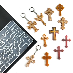 White DIY Silicone Religion Cross Pendant Molds, Resin Casting Molds, for UV Resin, Epoxy Resin Jewelry Making, White, 224x157x6mm