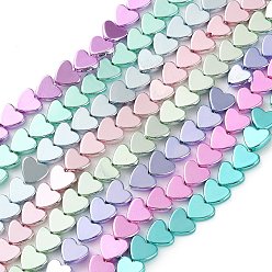 (52) Непрозрачная лаванда Гальванические нити из синтетических немагнитных гематитовых бусин, сердце, разноцветные, 7.5~8x8.5x2.5 мм, отверстие : 0.8 мм, около 55 шт / нитка, 15.35 дюйм (39 см)