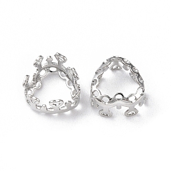 Платина Латунь пришить настройки зубца, филигранные оправы с открытой спиной для заостренных страз, сердце, платина, лоток : 8.5x8.5 мм, 9.5x9.5x6 мм, отверстие : 0.8 мм