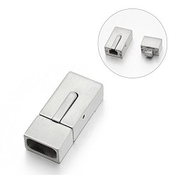 Stainless Steel Color Tarnish Resistant Smooth Surface 304 Stainless Steel Rectangle Bayonet Clasps, Stainless Steel Color, 23x10x6mm, Hole: 8x3mm