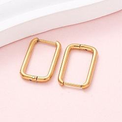 Rectangle Серьги из 201 нержавеющей стали, с 316 хирургическими штифтами из нержавеющей стали, реальный 18 k позолоченный, прямоугольные, 20x12.5x2 мм