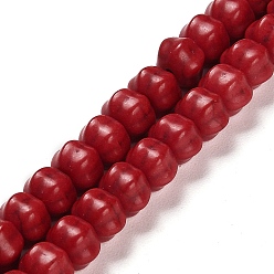 FireBrick Synthetic Turquoise Beads Strands, Flower, Dyed, FireBrick, 8x7x6mm, Hole: 1mm, about 64pcs/strand, 15.04 inch(38.2cm)