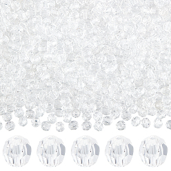 Clair 600 pièces de perles rondes transparentes en acrylique, à facettes(32 à facettes), clair, 8mm, Trou: 2mm