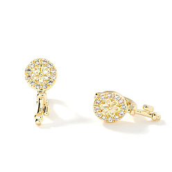 Золотой Шикарные винтажные геометрические цветочные серьги-кольца из латуни, с четким кубического циркония, золотые, 16x7 мм