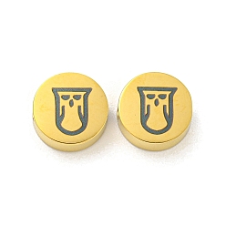 Ghost Тема хеллоуина 304 бусины из нержавеющей стали, реальный 18 k позолоченный, плоско-круглые, призрак, 8x3 мм, отверстие : 2 мм