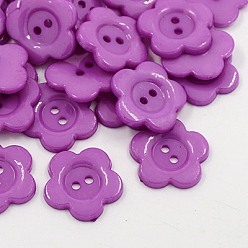 Dark Orchid Acrylic Sewing Buttons for Costume Design, Plastic Buttons, 2-Hole, Dyed, Flower Wintersweet, Dark Orchid, 16x2mm, Hole: 1mm