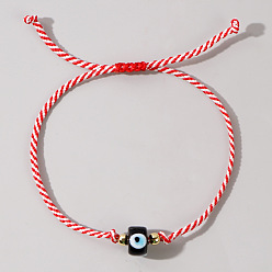 Black Adjustable Glass Evil Eye Braided Bead Bracelets for Men and Women, Black, 11.02 inch(28cm)